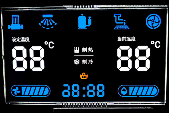 12 O Relógio Negativo VA LCD Display Segmento Negro Dígito Gráfico LCD Painel de vidro VA Para termostato