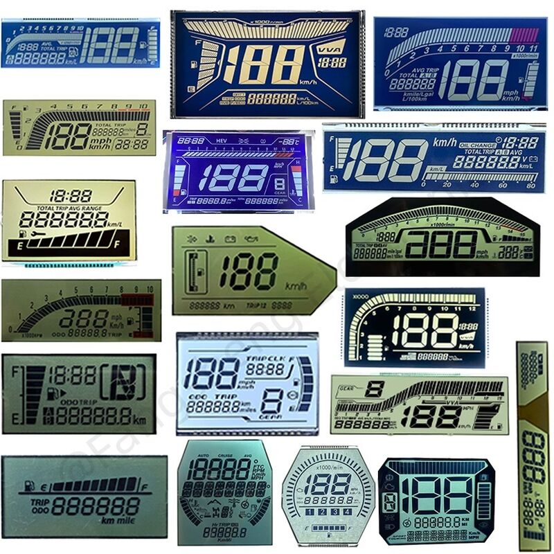 Telas de segmento LCD monocromáticas para tela de instrumento antirreflexo Telas LCD de 7 segmentos para motocicletas