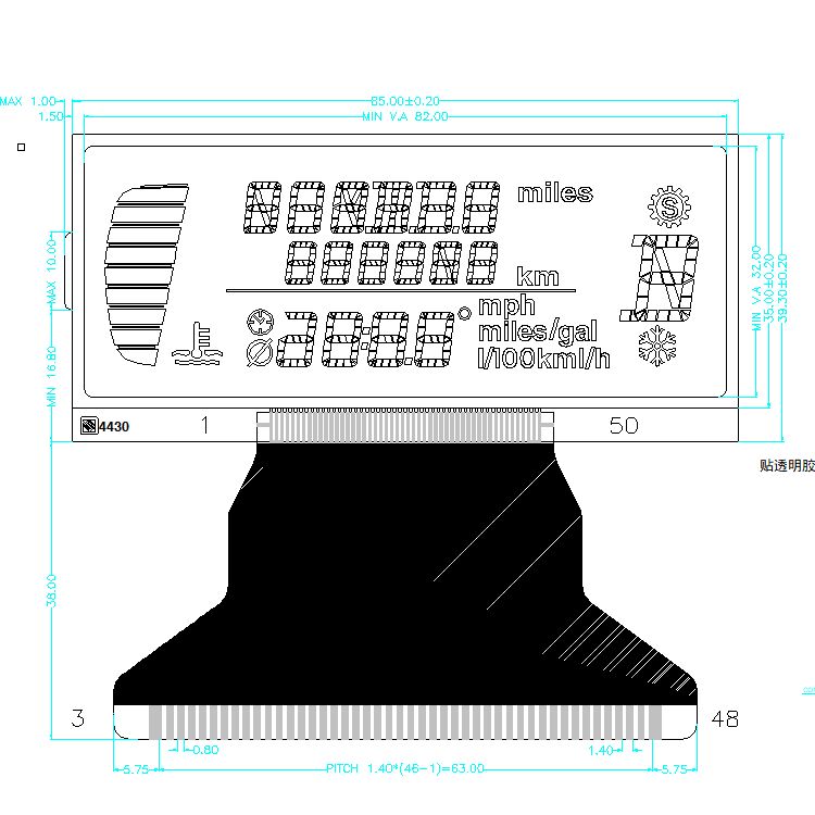 Fabricantes de display LCD de segmento personalizado 12 pinos Tn Htn Stn FSTN Va Tela LCD monocromática de segmento