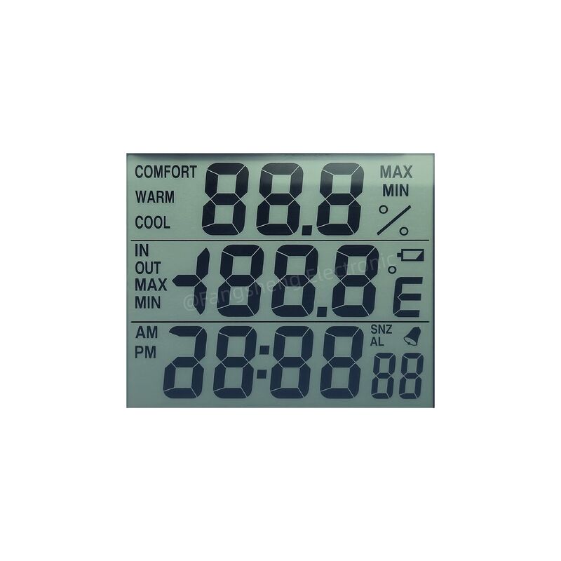 Custom LCD Display for Thermometer And Hygrometer Zebra Connector Tn Segment Lcd 1/3 BIAS TN Positive Transflective Type LCD