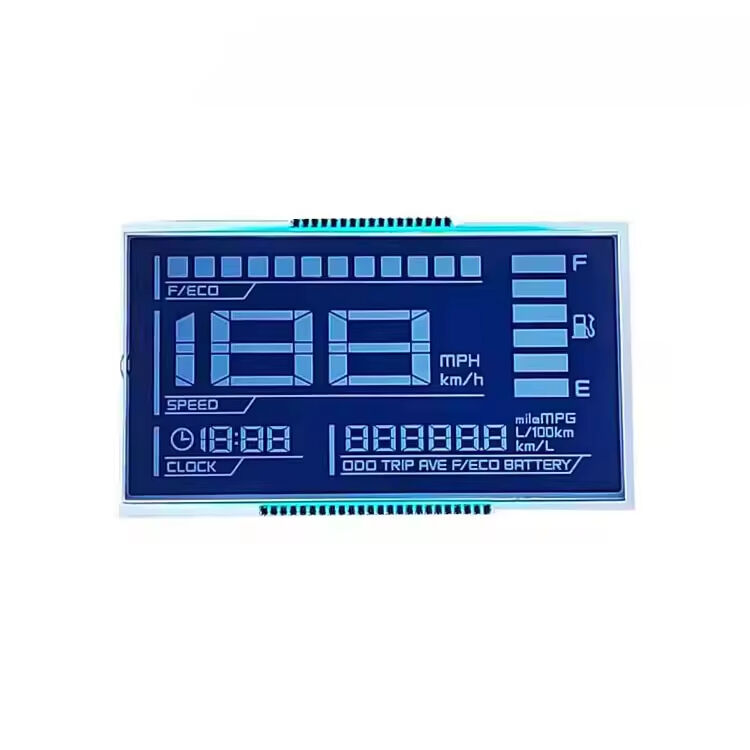 LCD de segmento azul negativo Htn personalizado para motocicletas tela LCD negativa com retroiluminação HTN nematic de alta torção